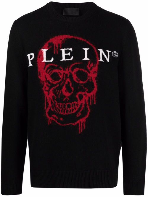 Skull intarsia-knit jumper - Black