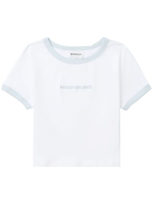 Logo-embroidered cropped T-shirt - White