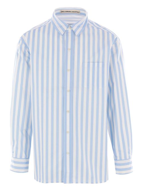 Striped poplin shirt - White