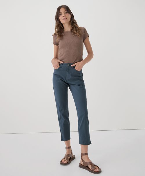 Women's Slate Blue Stretch Twill Denim Slim Pant