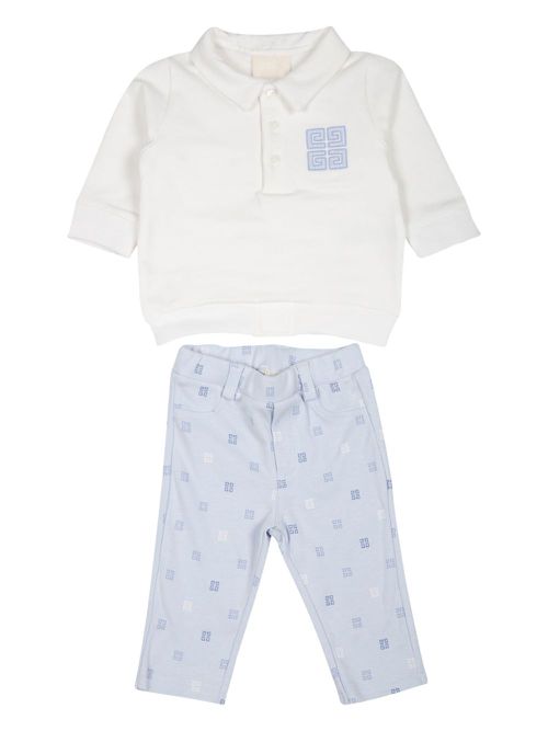 4G-motif cotton trouser set - Blue