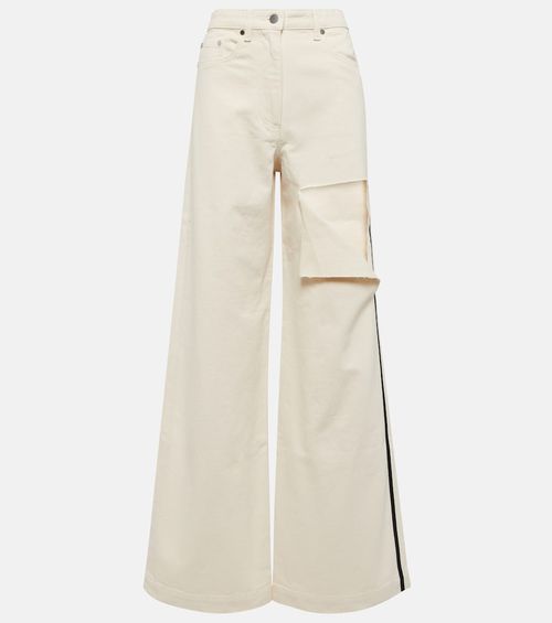 Distressed high-rise wide-leg jeans