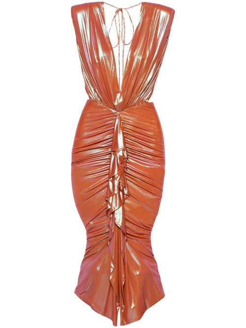 Draped-detail dress - Orange