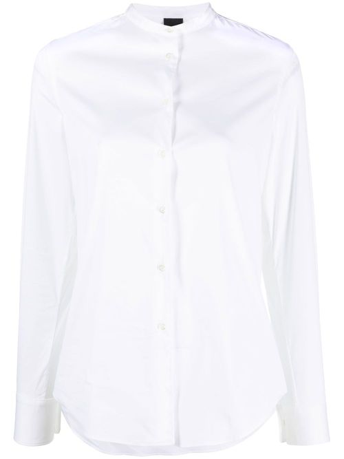 Collarless button-up shirt - White