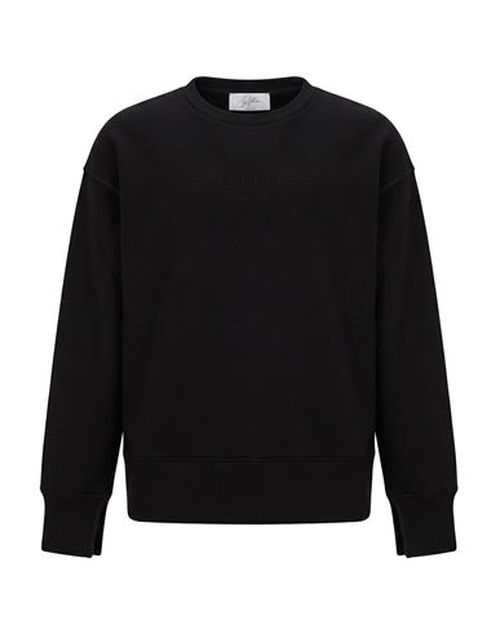 Woman Sweatshirt Black Size M Cotton, Polyester
