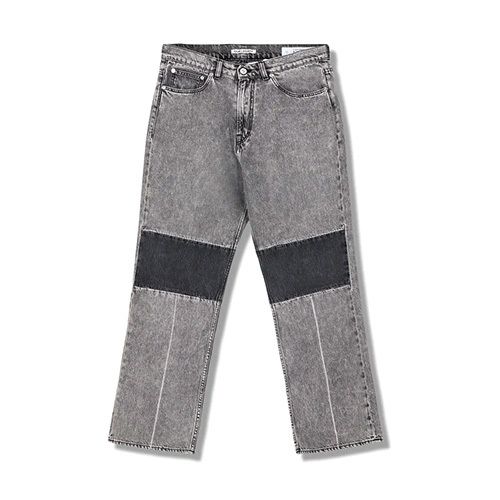 Grey-wash high-waisted jeans