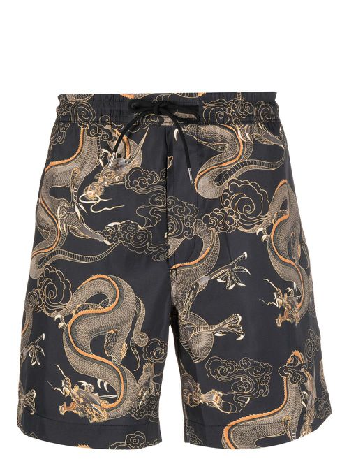 Dragon-print swim shorts - Black