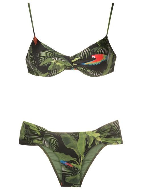 Vitória leaf-print bikini - Green