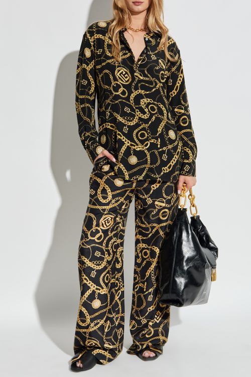 Silk Shirt With Print, Women's, Black