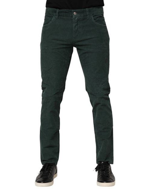 Cotton Corduroy Tapered Jeans — Green