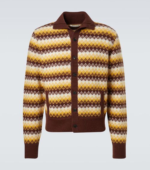 Jacquard cashmere and wool cardigan