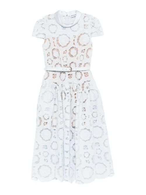 Blue Floral Lace Midi Dress