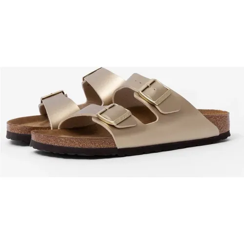 Women's Birkenstock Arizona Birko-Flor Metallic Womens Sandals - Gold - : 5.5/C