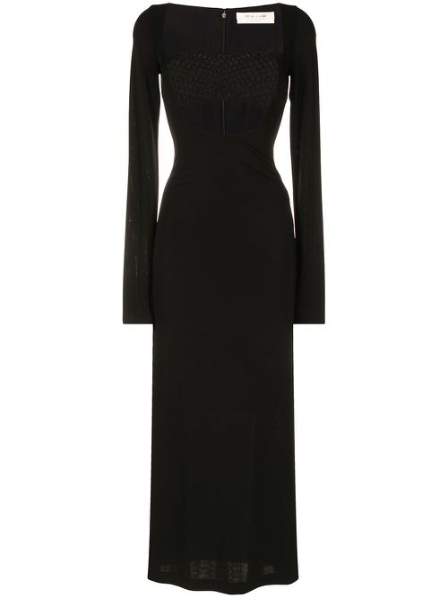 Bandeau-panel macramé knit dress - Black