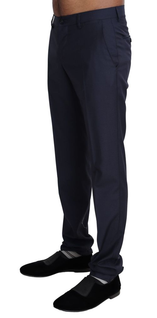 Wool-Silk Blend Trousers — Navy