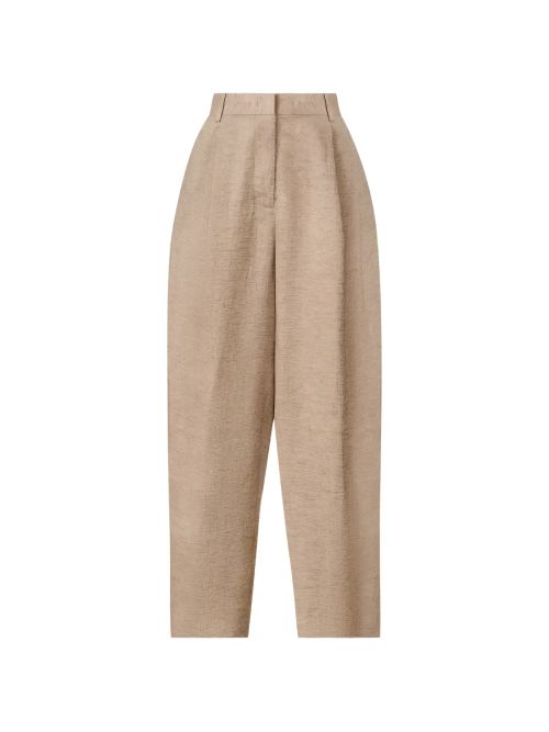 Belt-Loop Pleated Trousers — Beige