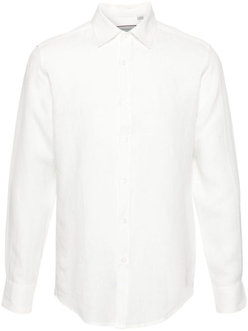 Classic-collar linen shirt - White