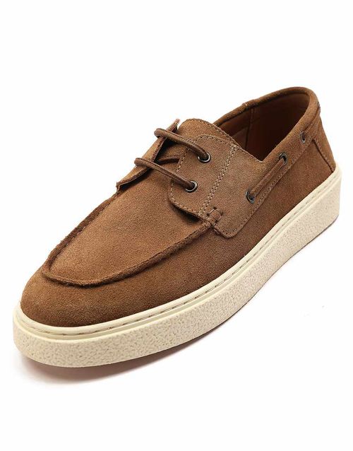 Off The Hook 'daly' men's suede leather casual lace-up boat shoes in brown