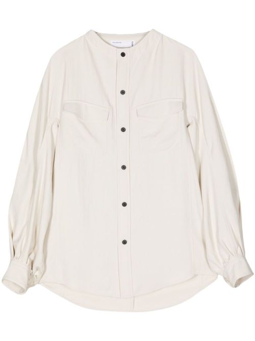Collarless twill shirt - Neutrals