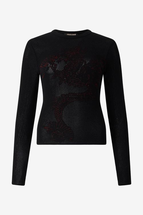 Micro-openwork Sweater With Dragon