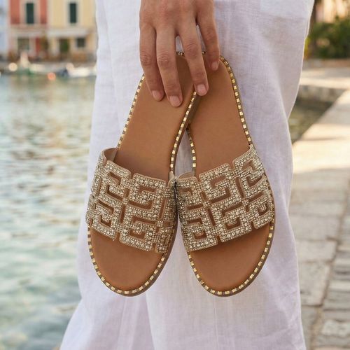 Wynsors Womens Flat Sandals Cena Slip On gold