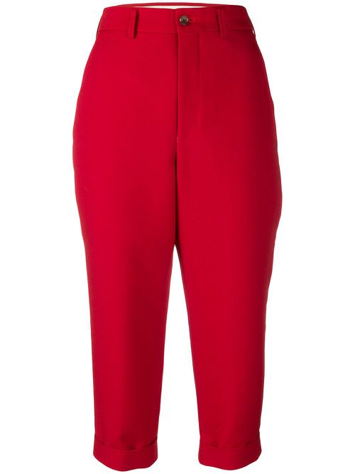 Cropped skinny trousers - Red