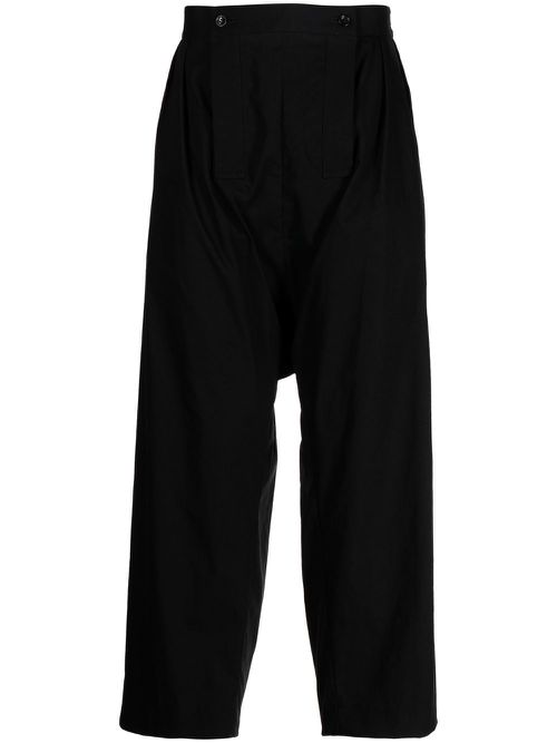 Loose-fit pleat-detail trousers - Black