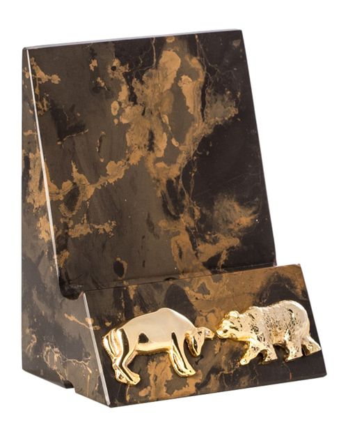 Stock Market, Tiger Eye Marble Desktop Phone / Tablet Cradle