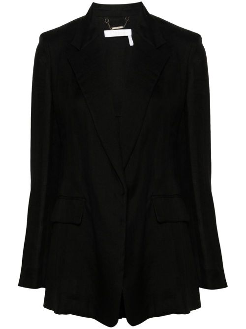 Open-front ramie blazer - Black