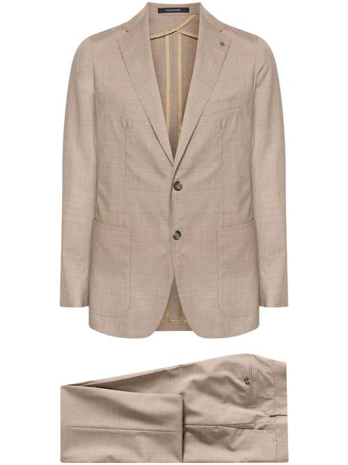 Brooch-detail single-breasted suit - Brown
