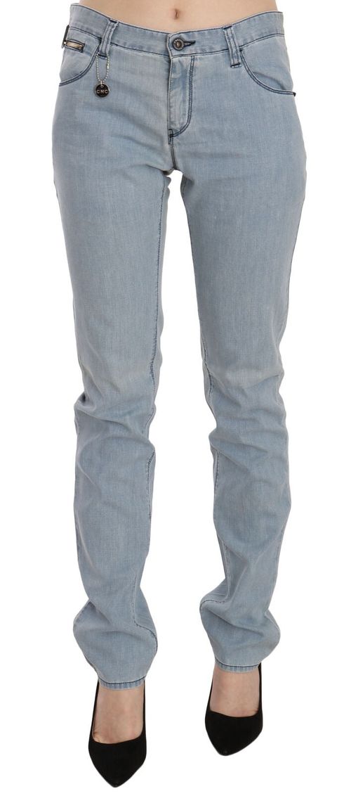 Mid-Waist Skinny Denim Jeans — Blue