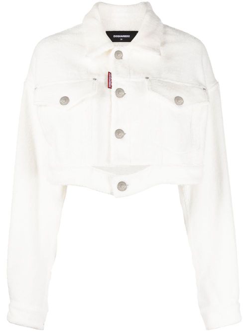 Cropped denim jacket - White