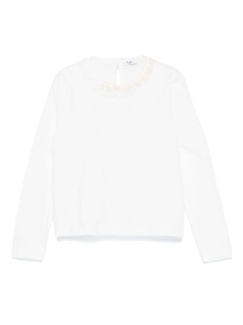 Ruffle-collar T-shirt - White