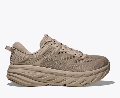 HOKA Men's Bondi 7 Shoes in Raw Linen/Raw Linen