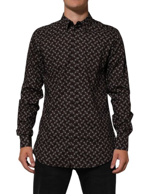 Floral-Patterned Cotton Shirt — Brown