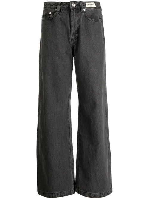 Logo-patch mid-rise wide-leg jeans - Black