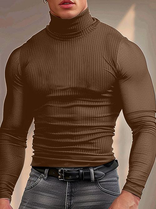 Mens  Sheer Long Sleeve T-Shirt SKUK78487 - Brown / S