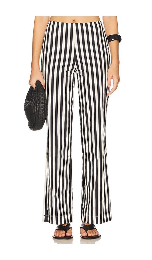 SIMONMILLER Pia Poplin Pant in Black & White Stripe - Black,White. 4 also in