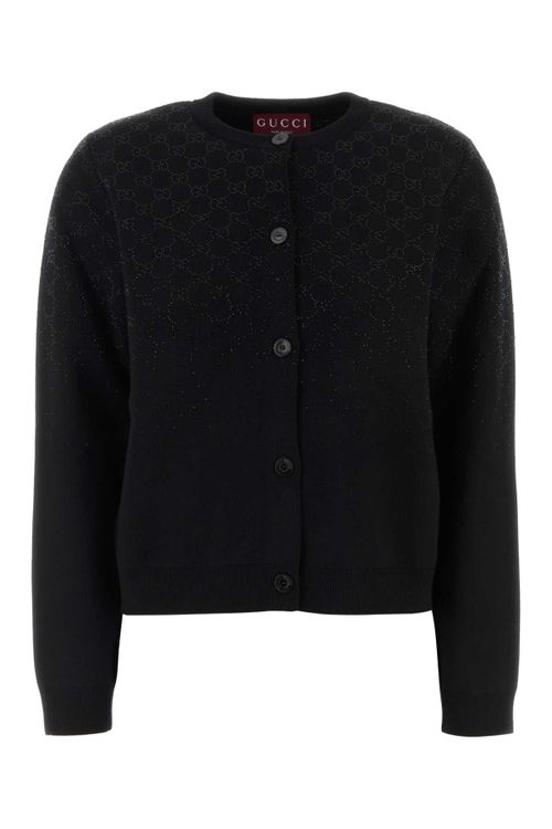 GG Monogram Wool Blend Cardigan — Black
