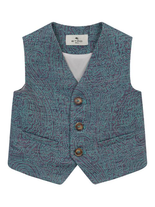 ETRO KIDS cotton-linen waistcoat - Blue