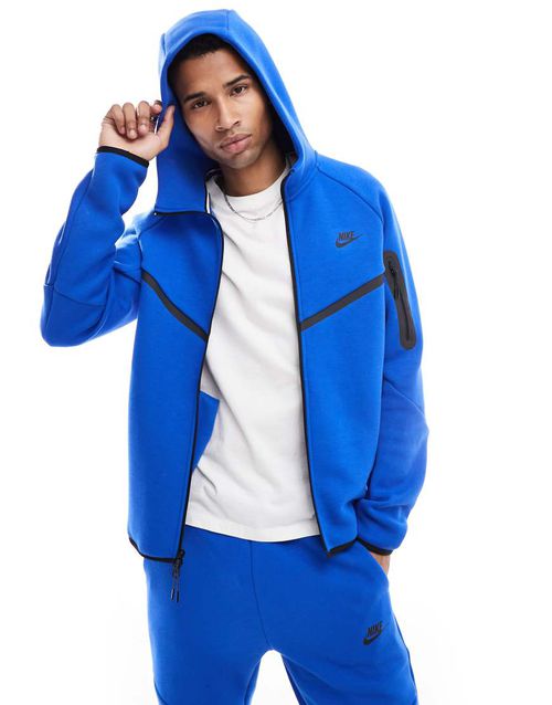 Tech Fleece full zip hoodie in blue