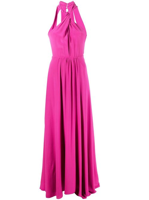Long cut-out silk dress - Pink