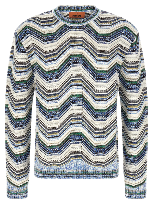 Geometric Zigzag Wool-Blend Sweater — Multicolor