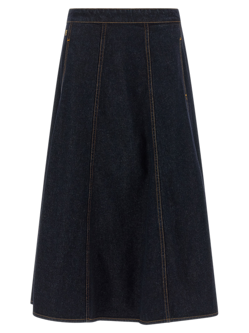 Compact Cotton Denim Skirt — Blue
