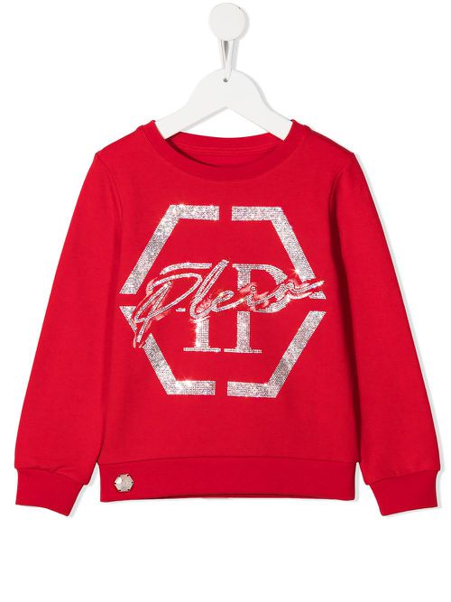 Logo embellished crew neck sweatshirt - Red