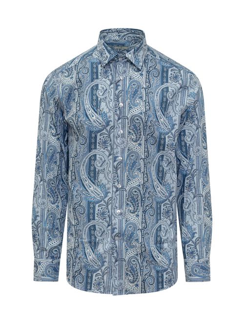 Blue Slim Paisley Shirt