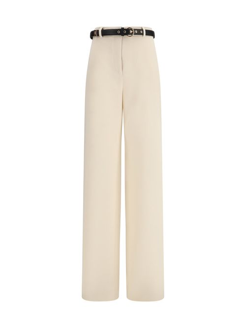 Wide-Leg with Matching Belt Trousers — Beige
