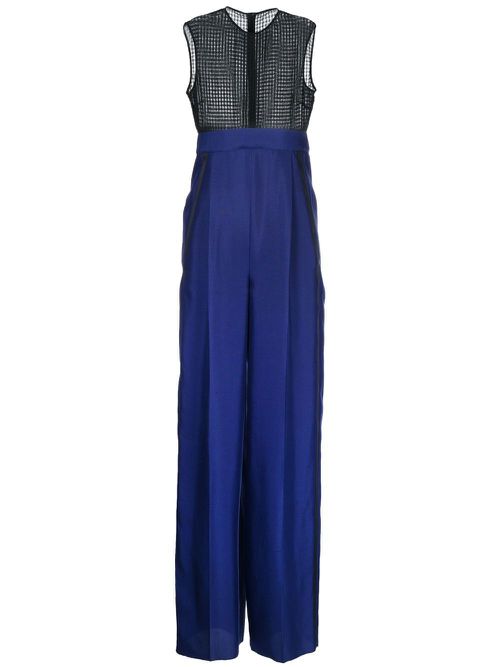 Two-tone silk jumpsuit - Blue