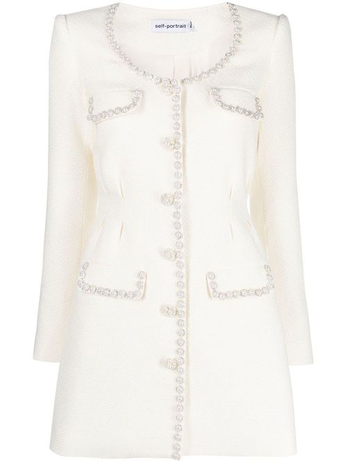 Crystal-embellished blazer dress - Neutrals