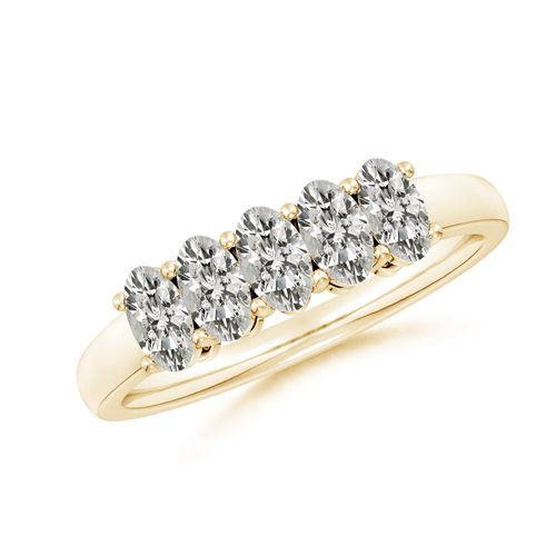Angara 1.05 Carats Prong-Set Oval Diamond Five Stone Wedding Ring in 14K Yellow Gold